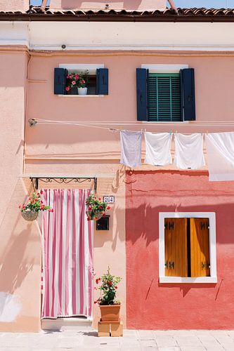 Colorful Venice | Burano Island pink house in Italy | Summer vibe travel photo wall art print
