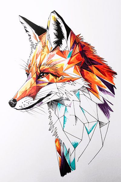 Geometric fox in vibrant colours by Imperial Art House