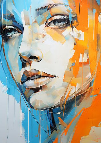 Femme orange &amp ; bleu