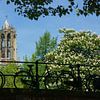 Fietsen op een brug in Utrecht  van Michel van Kooten
