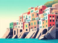 Amalfi coast italy in graphic shapes