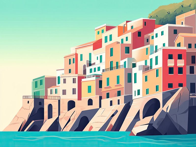 Amalfi coast italy in graphic shapes by Franka Poulain