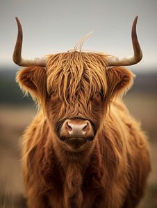 Junger schottischer Highlander auf dem Feld