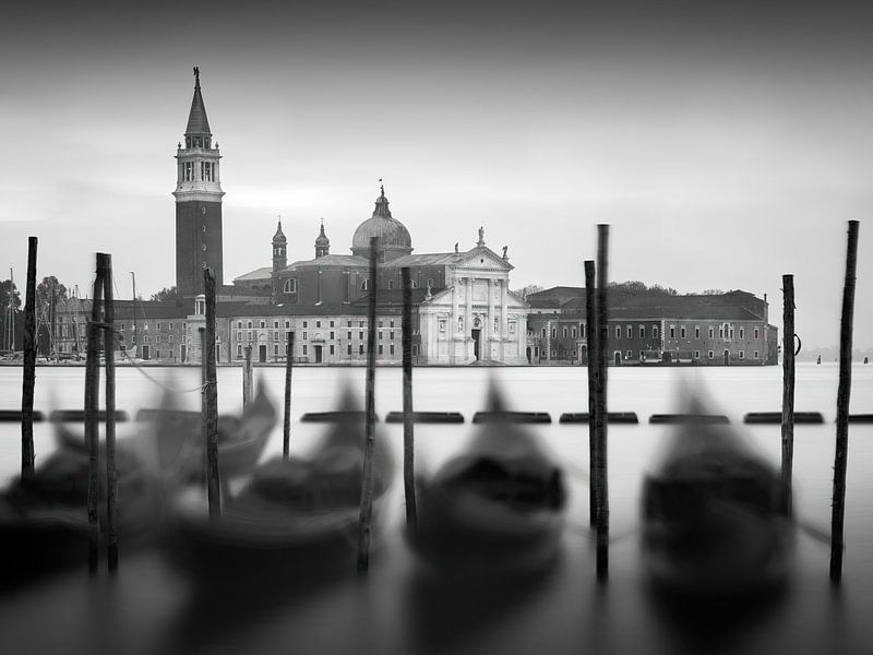 Venetian gondolas overlooking the church of San Giorgio Maggiore by Bjorn Vandekerckhove