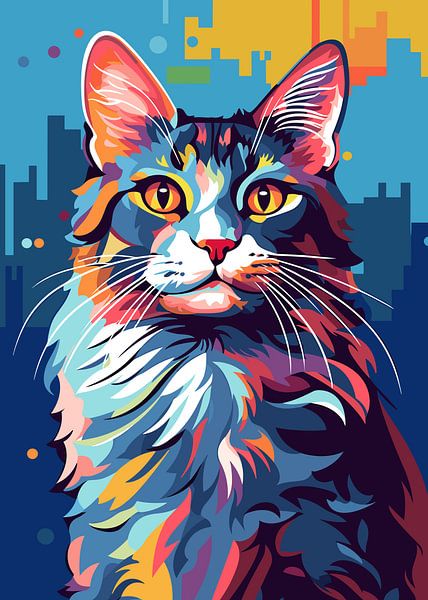 Katze Tier WPAP Pop Art von Mason Scott