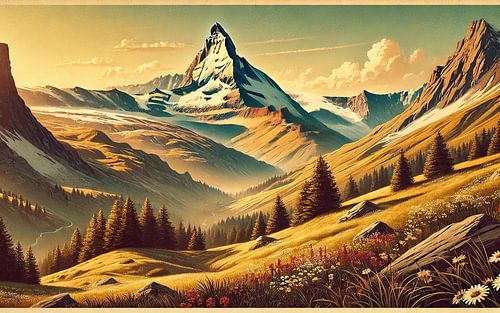 Vintage Zwitserland, Matterhorn Poster