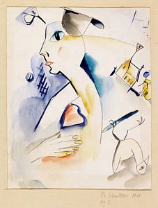 Mann schaaft Lilablau, Kurt Schwitters, 1919