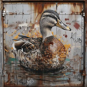 Graffiti vrouwtjes wilde eend roest metaal urban gedetailleerd van gm_designs