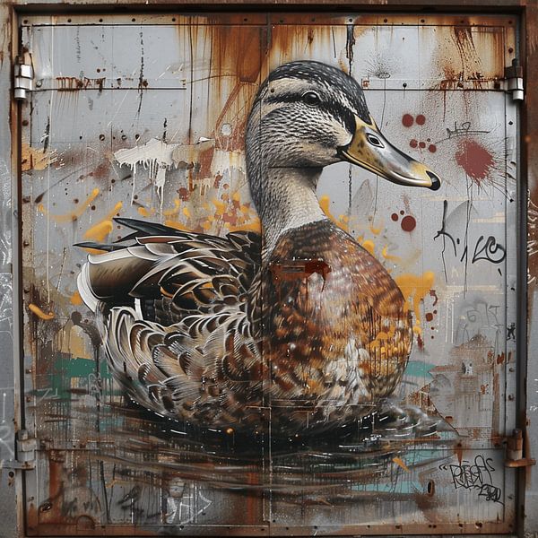 Graffiti vrouwtjes wilde eend roest metaal urban gedetailleerd van gm_designs