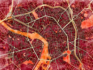 Kaart van Toulouse centrum in de stijl 'Amber Autumn' van Maporia