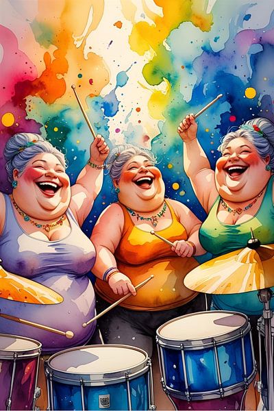 3 femmes sociables à la batterie par De gezellige Dames