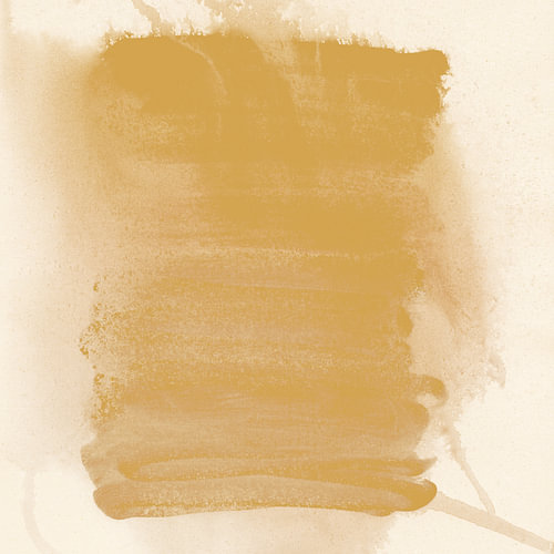 Minimalist watercolor art. Abstract shape in yellow ochre.