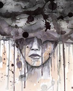 Donkere gedachtes wilde aquarel