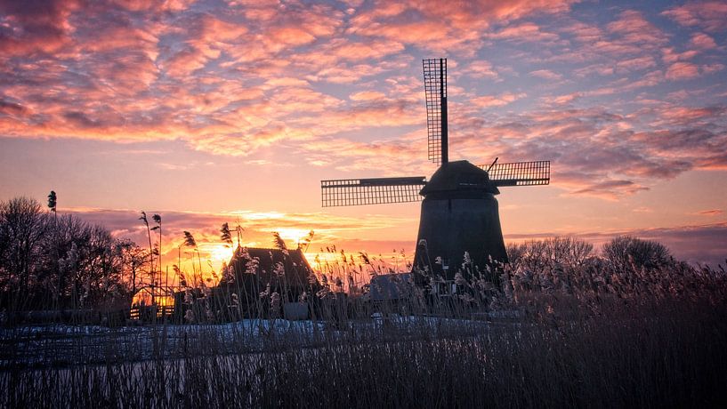 &quot;Strijkmolen K&quot;au coucher du soleil par Mark Veldman