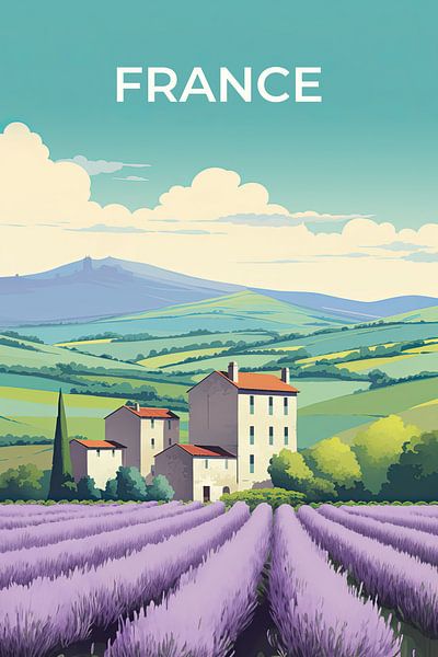 Vintage travel poster France by True Nature Art