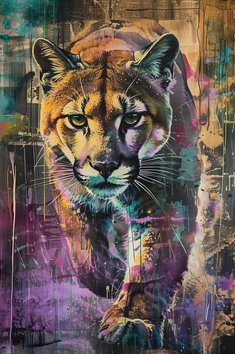 Peinture Cougar colorée