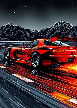 Mazda RX Car Night Sky by MIROKKU