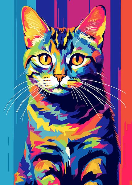 Cat Animal WPAP Pop Art Color Style by Mason Scott