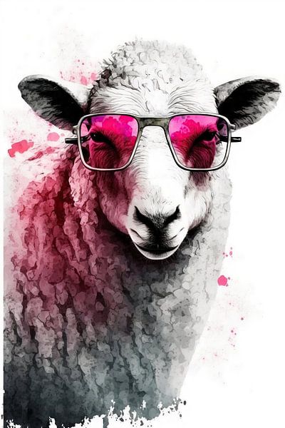 Schaap met zonnebril Cool Schaap van Poster Art Shop