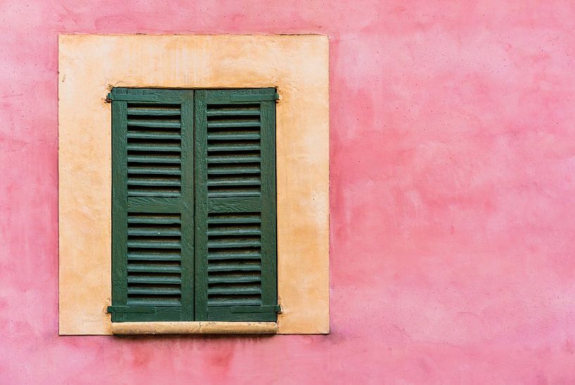 Old mediterranean window shutters and wall background by Alex Winter