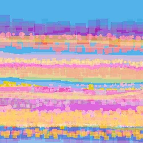 Geometrisch landschap met cirkels en vierkanten