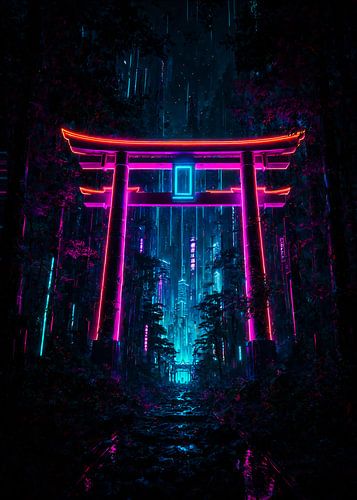 Japan Torii Gate Anime Cyberpunk