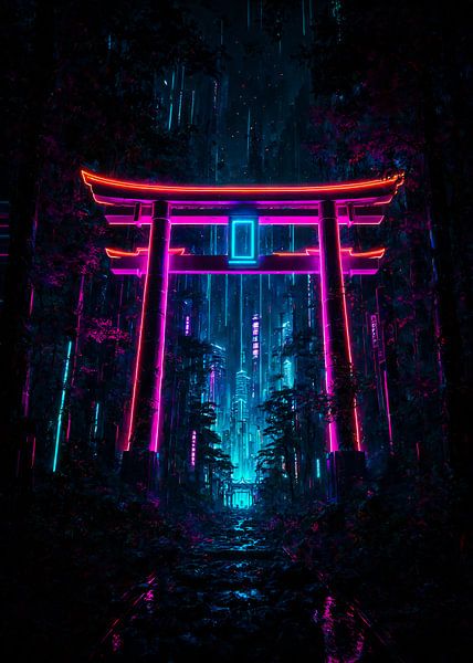 Japon Torii Gate Anime Cyberpunk par Ruzerin