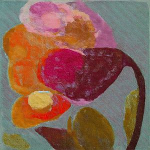 Moderne, abstrakte Blume in stimmungsvollem Magenta und Ockergelb