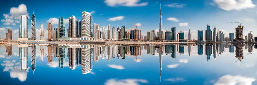 Dubai Business Bay Panorama with reflection by Jean Claude Castor