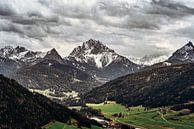 Zicht op de Dolomieten en het dal. van Ineke Mighorst thumbnail
