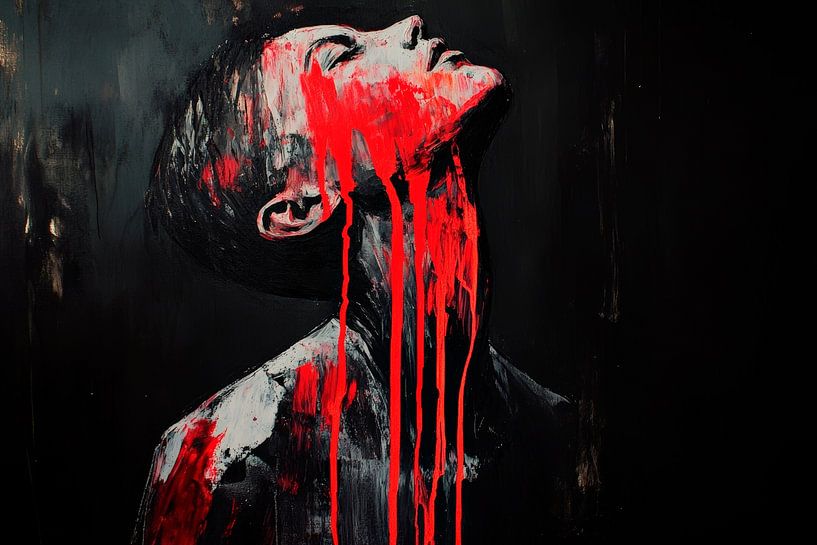 Pijnlijke schoonheid in rood en zwart van Poster Art Shop