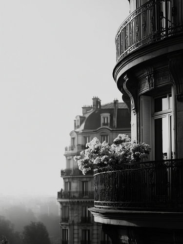 Balcons parisiens en noir et blanc – Art urbain monochrome
