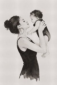 Tender Ink – Porträt von Mutter und Kind in ostindischer Tinte