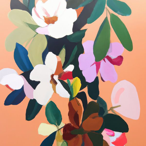 Abstract painting colourful flowers by Studio Allee