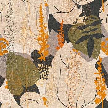 Retro botanische geometrische kunst met bloemen en bladeren. Deel 1.