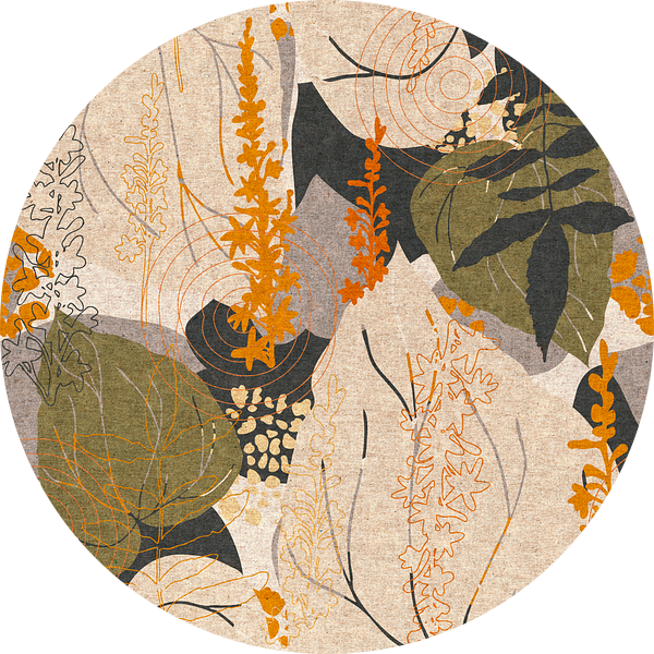 Retro botanische geometrische kunst met bloemen en bladeren. Deel 1. van Dina Dankers