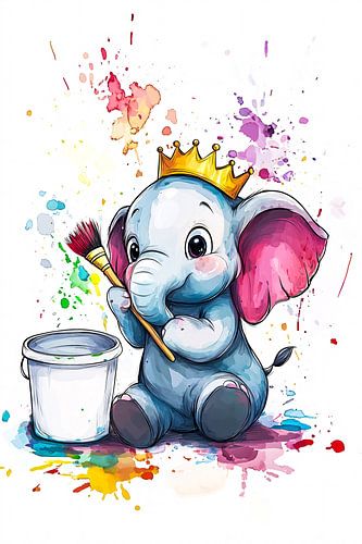 Schattige babyolifant met kleuren