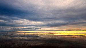 Coucher de soleil sur la mer des Wadden, depuis l'île de Rottumeroog