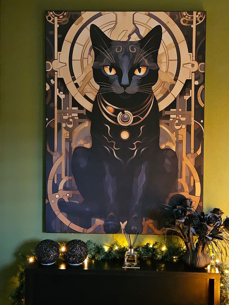 Art Deco Gold mit schwarzer Katze  von Jan Bechtum 