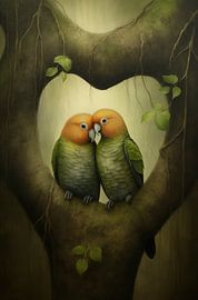 Lovebirds in the forest (1) by Brigitta Meijer
