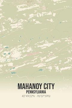 Carte ancienne de Mahanoy City (Pennsylvanie), USA. sur Rezona