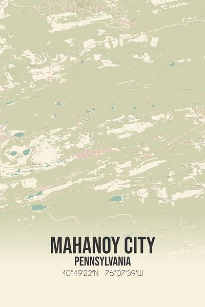 Vintage map of Mahanoy City (Pennsylvania), USA. by Prints of Place