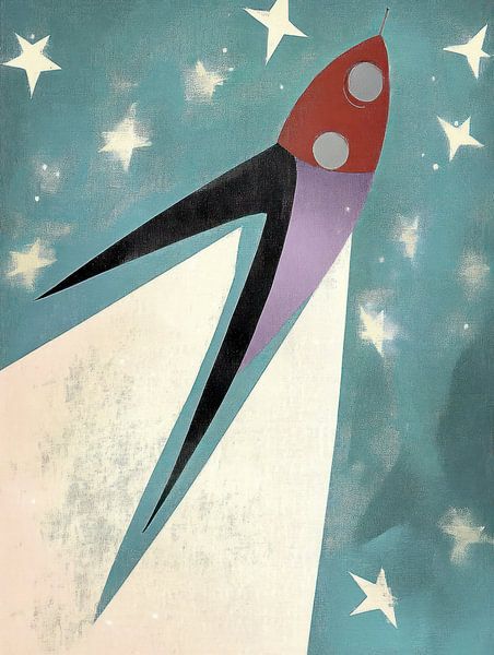Fusée dans la nuit étoilée par Franka Poulain