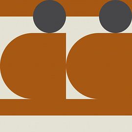 Abstrakter geometrischer Retro-Stil in Dunkelgold, Taupe, Grau XV von Dina Dankers