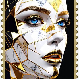 Briefmarke – Porträt in Gold und Marmor A von AidasignArt
