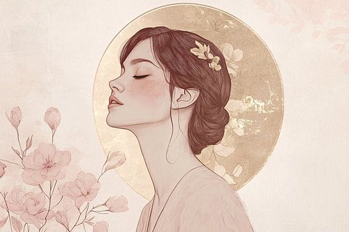 Elegante vrouw met gouden details