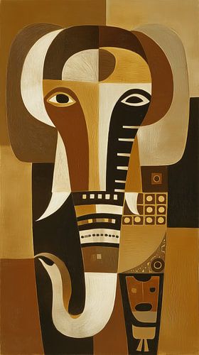 Éléphant africain abstrait cubisme minimalisme