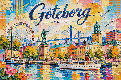 Göteborg, Zweden – een schilderij van een zomerdag in deze prachtige Scandinavische stad.