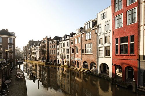 De achterzijde van de Lijnmarkt in Utrecht (liggend, kleur)