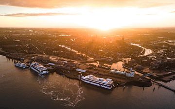 Sunrise at the Harlingen ferries by Ewold Kooistra